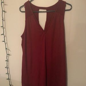 Maroon dress with lace detail